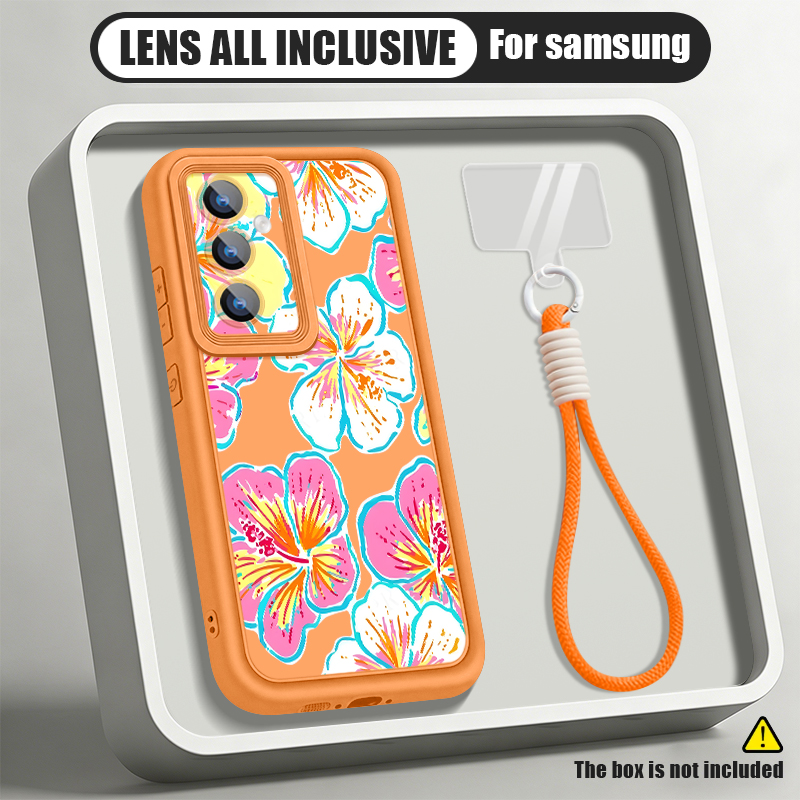 Phone Cases Galaxy A16 5G - غطاء هاتف بنمط الزهور مع حبل