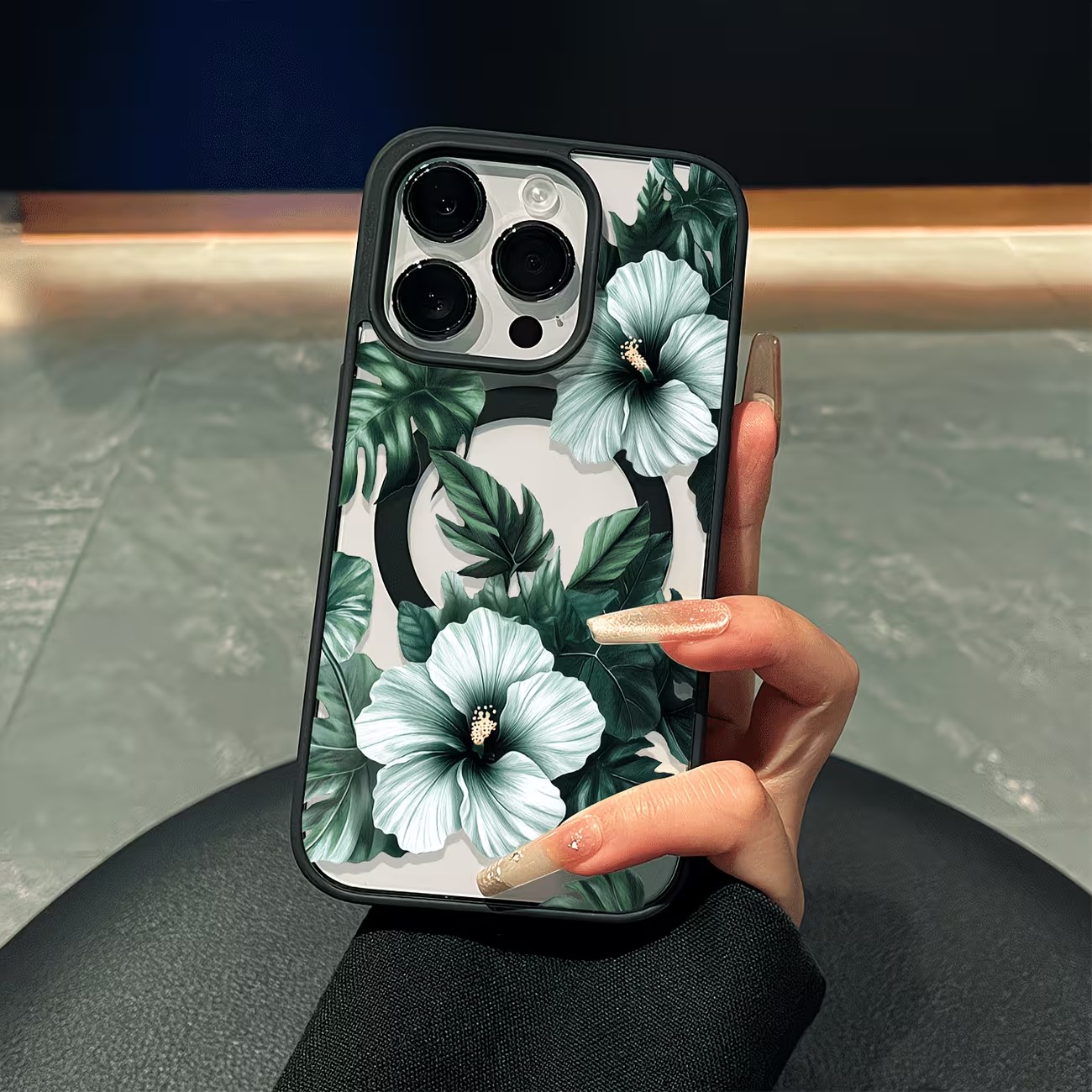 Phone Cases Xr Iphone - غطاء هاتف شفاف بتصميم زهور خضراء