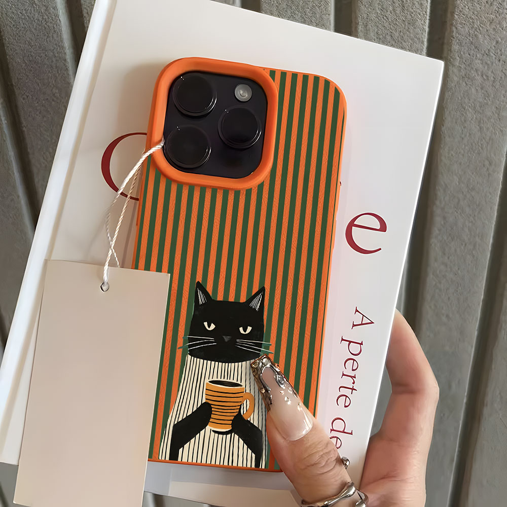 غطاء هاتف مضحك بنمط قطة وقهوة  - مراجعة Phone Cases Xr Iphone وسعره