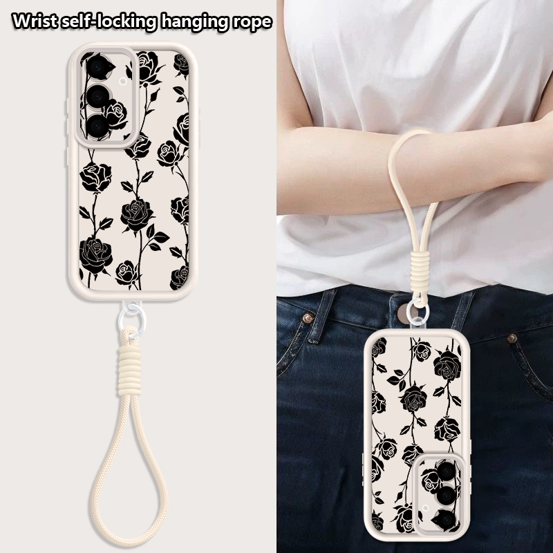 غطاء هاتف بنمط الزهور مع حبل ت - مراجعة Phone Cases Galaxy A16 5G وسعره